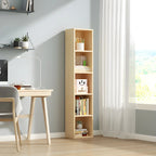 Contemporary Wood 5-Tier Natural Vertical Bookcase