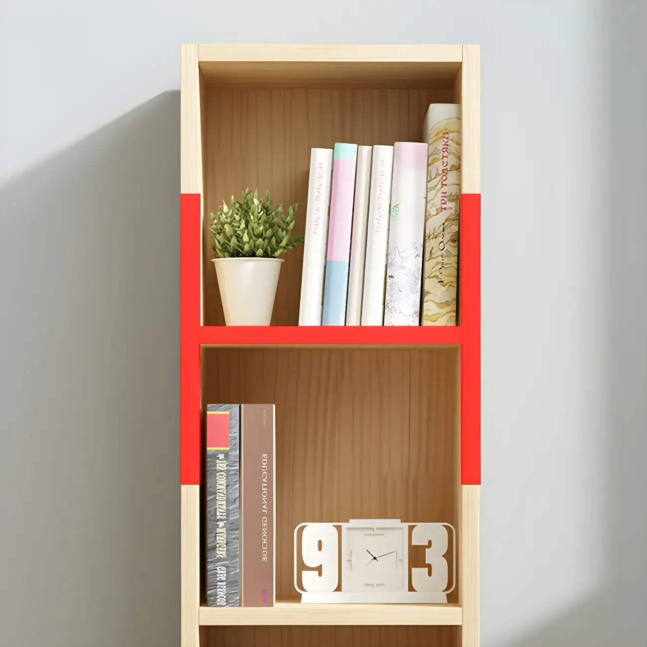 Contemporary Wood 5-Tier Natural Vertical Bookcase