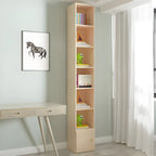 Contemporary Wood 5-Tier Natural Vertical Bookcase