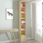 Contemporary Wood 5-Tier Natural Vertical Bookcase