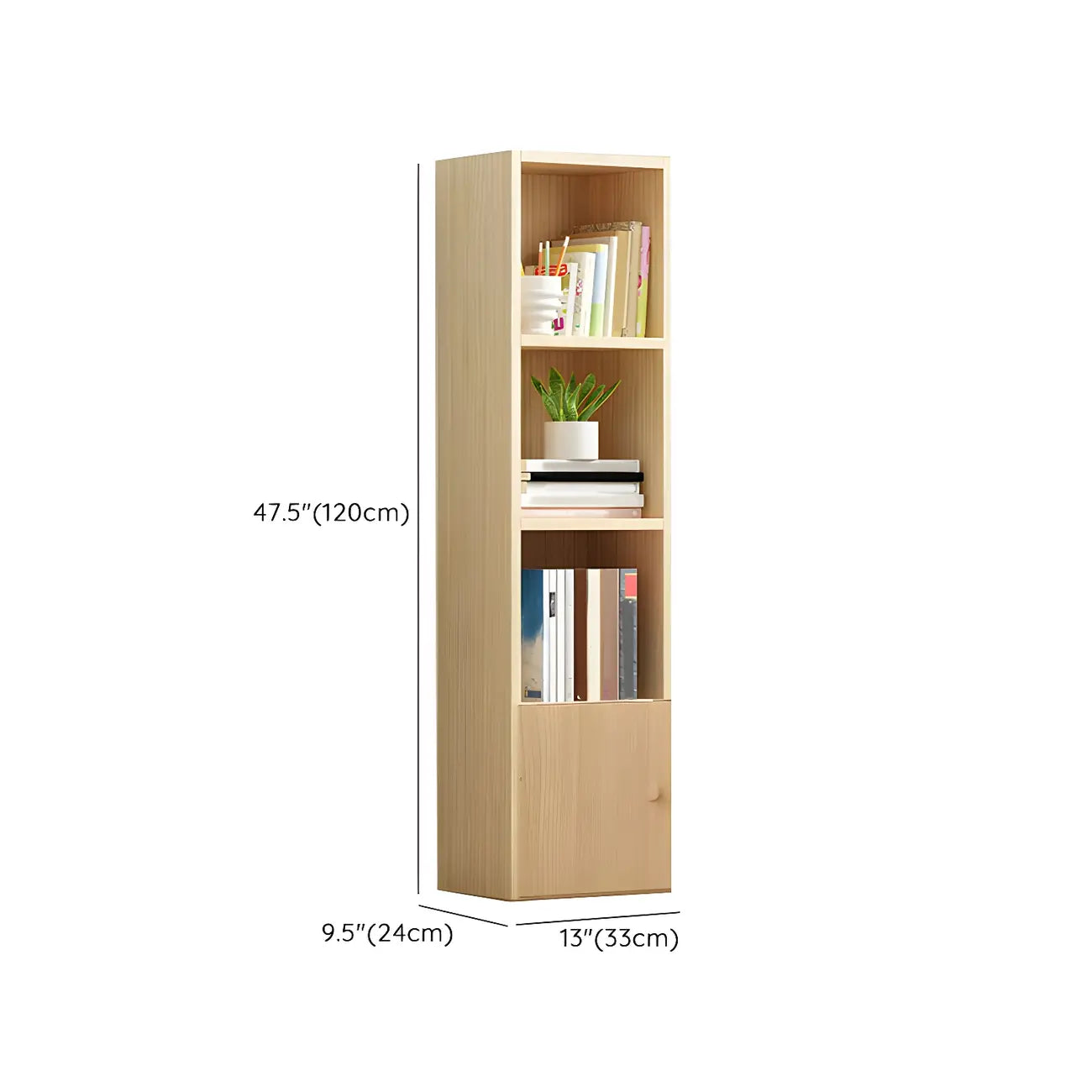 Contemporary Wood 5-Tier Natural Vertical Bookcase