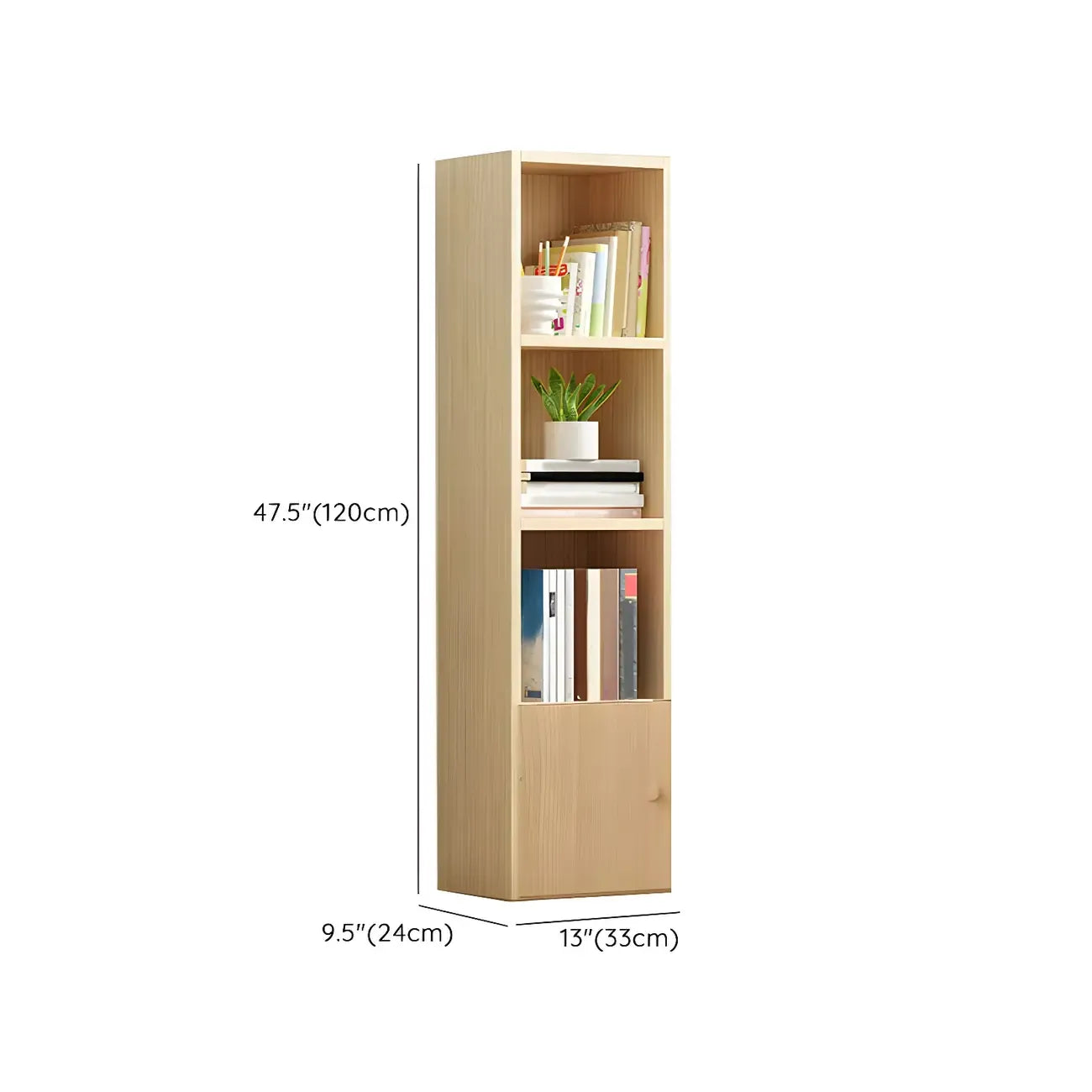 Contemporary Wood 5-Tier Natural Vertical Bookcase