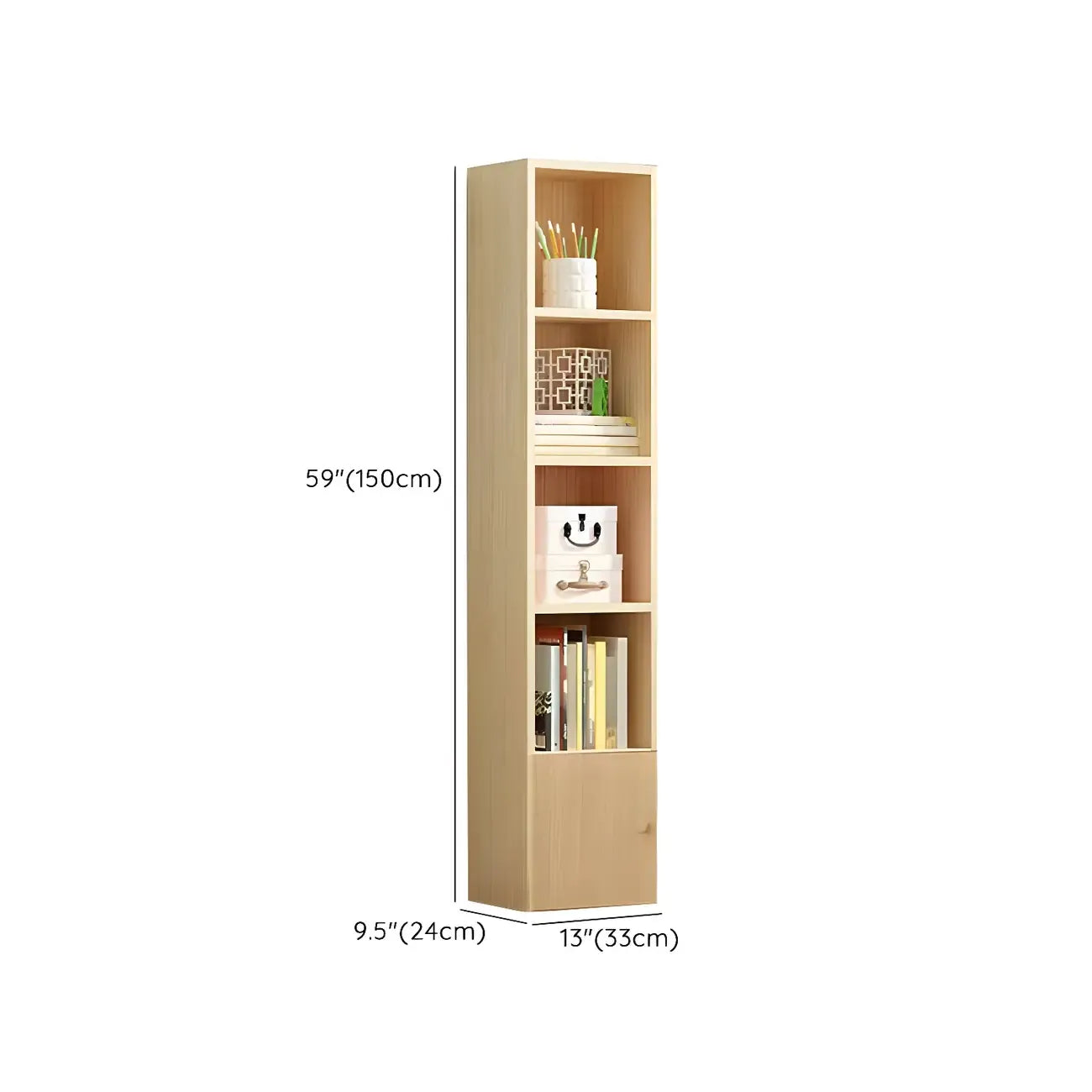 Contemporary Wood 5-Tier Natural Vertical Bookcase