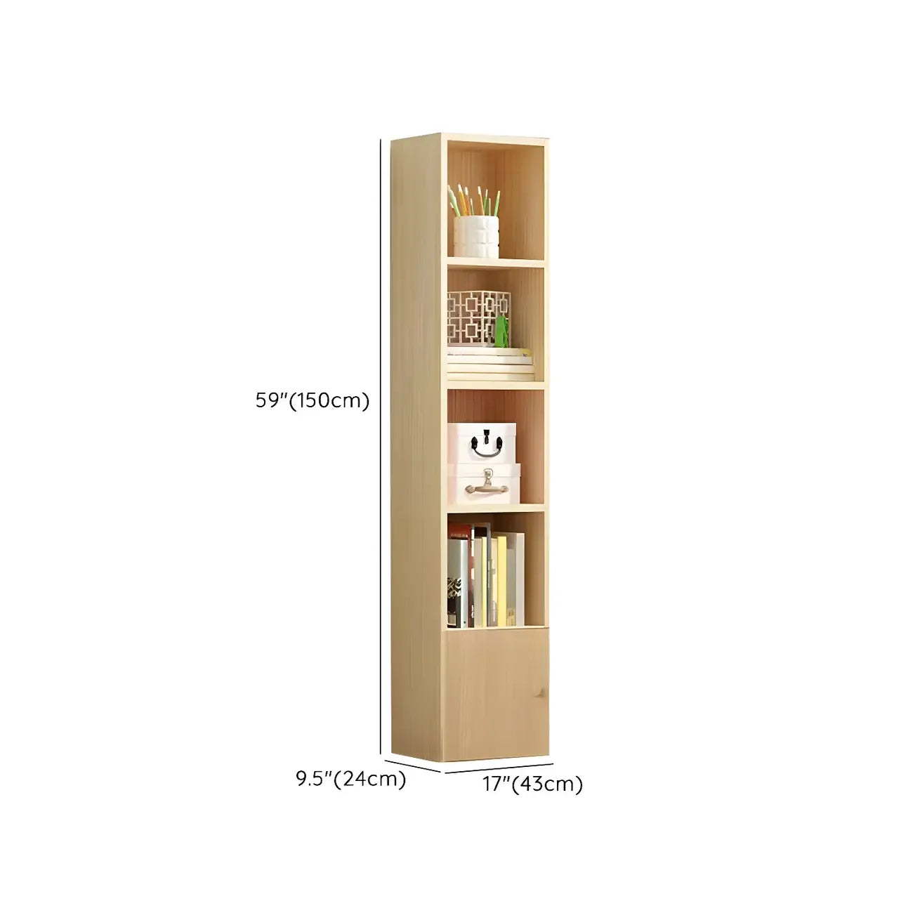 Contemporary Wood 5-Tier Natural Vertical Bookcase
