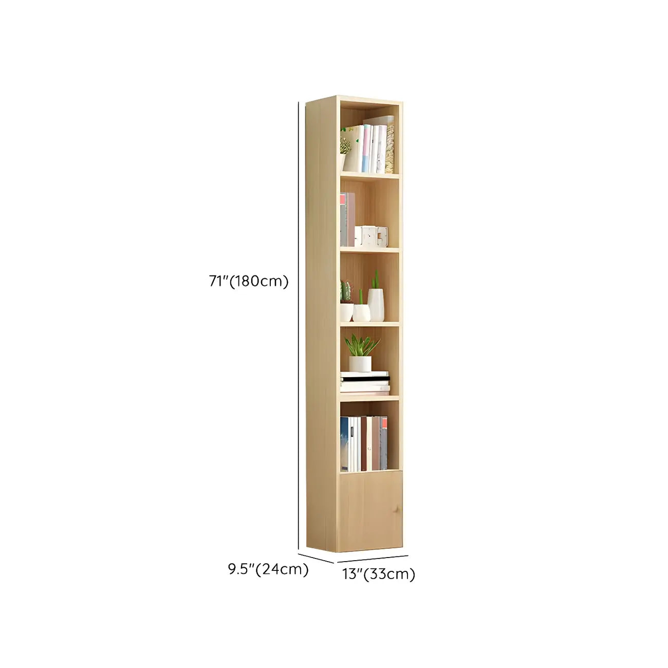Contemporary Wood 5-Tier Natural Vertical Bookcase