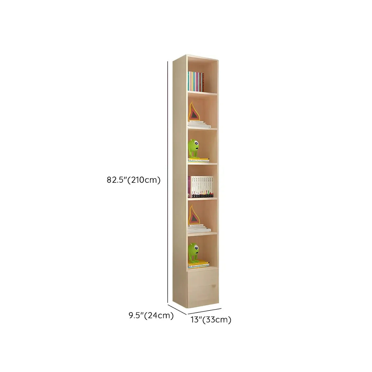 Contemporary Wood 5-Tier Natural Vertical Bookcase