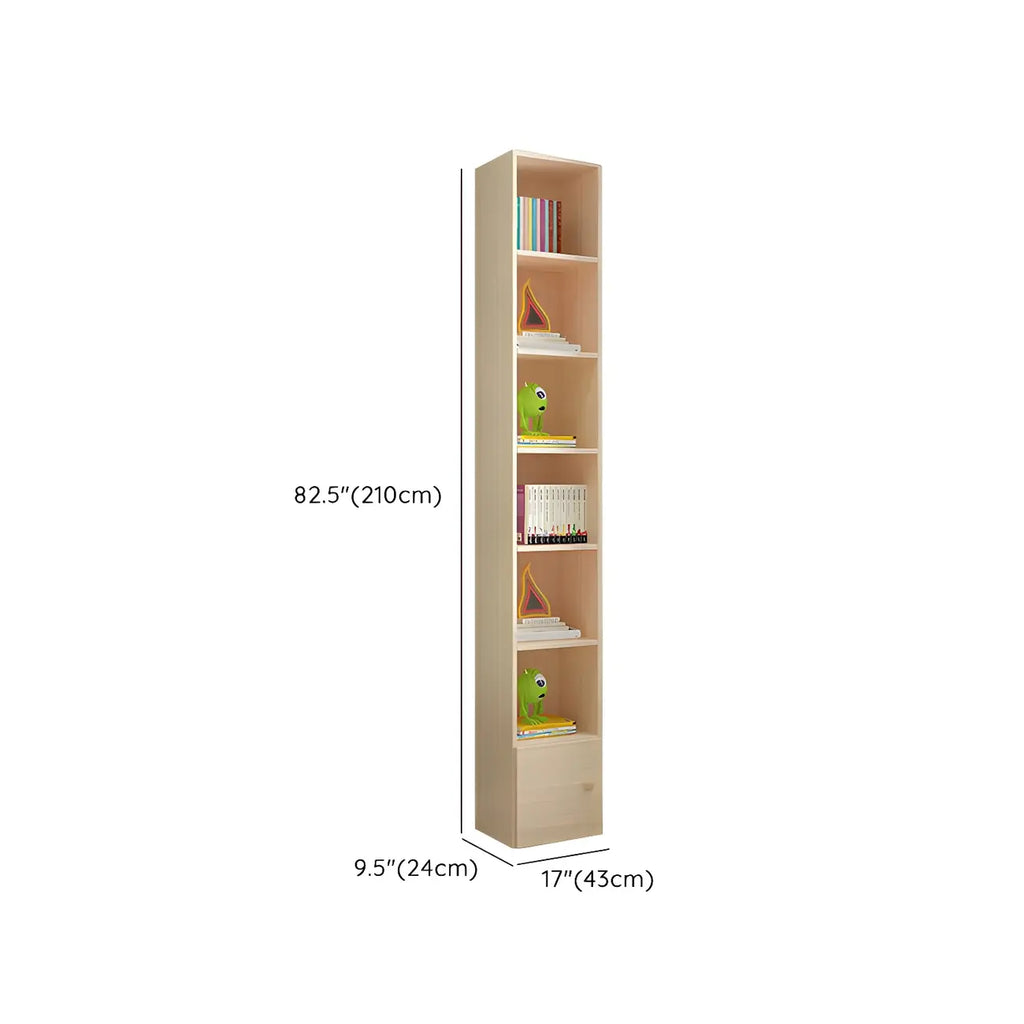 Contemporary Wood 5-Tier Natural Vertical Bookcase