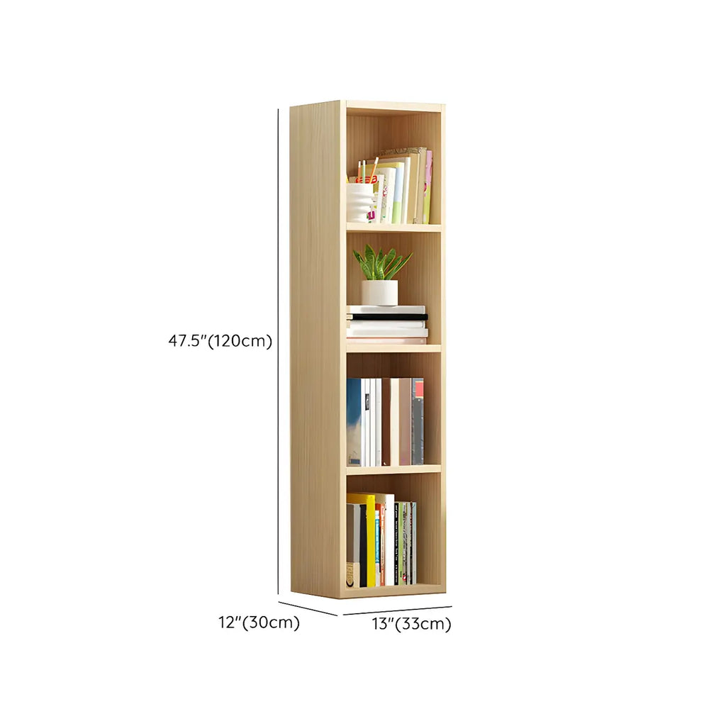 Contemporary Wood 5-Tier Natural Vertical Bookcase