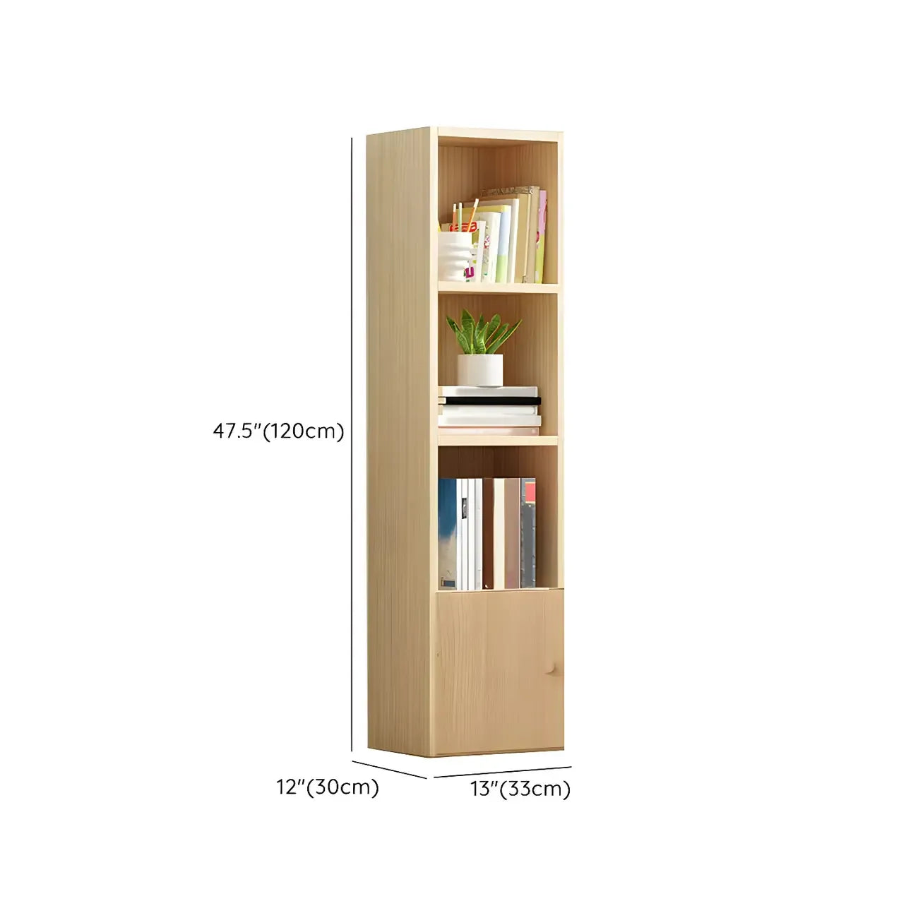 Contemporary Wood 5-Tier Natural Vertical Bookcase