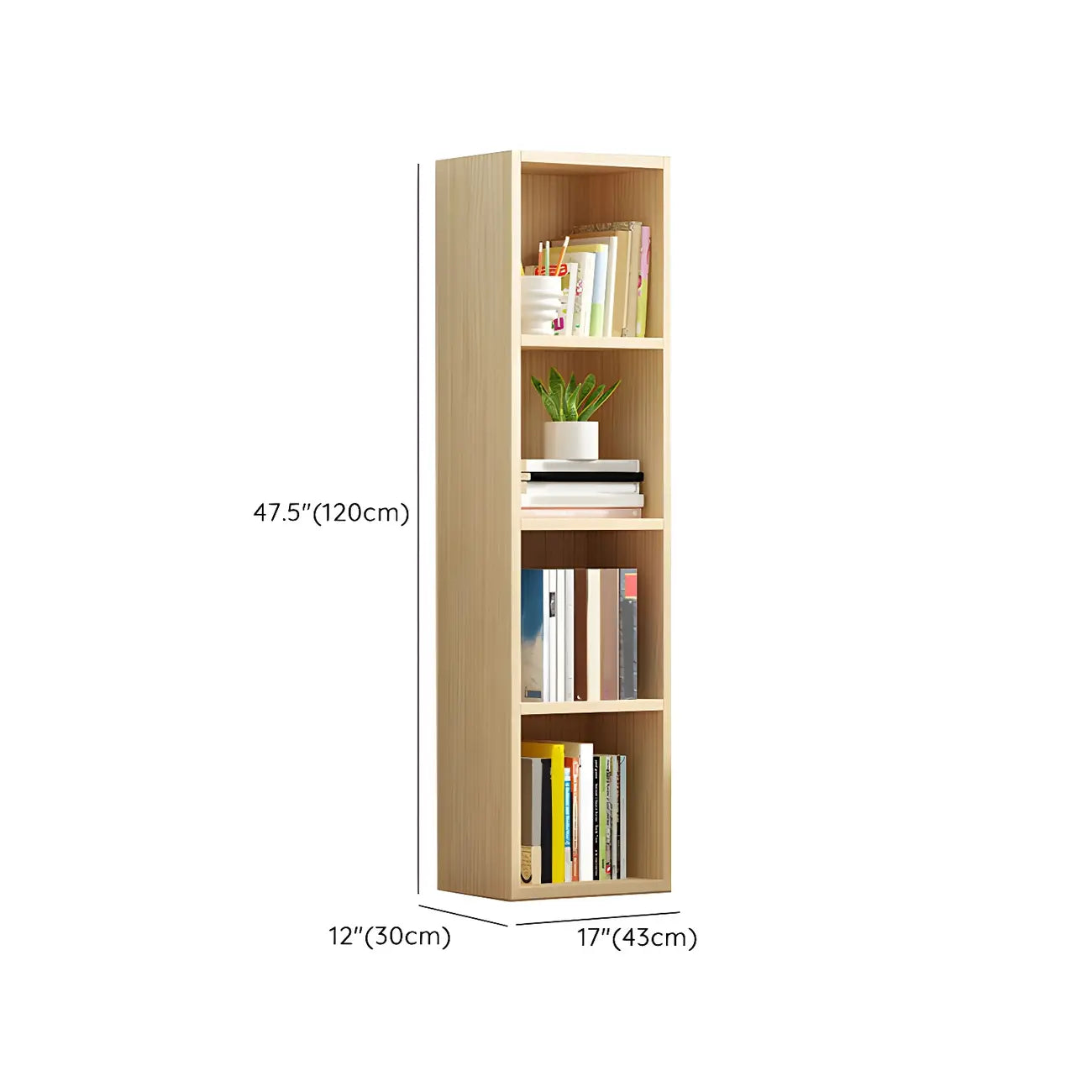 Contemporary Wood 5-Tier Natural Vertical Bookcase