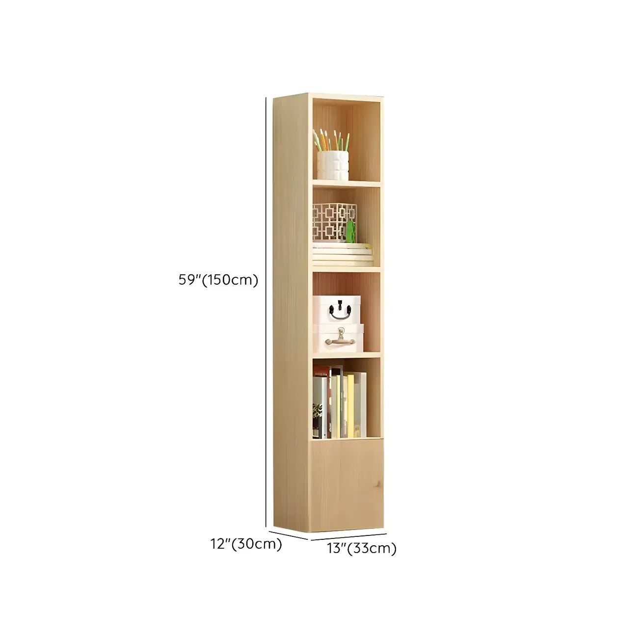 Contemporary Wood 5-Tier Natural Vertical Bookcase