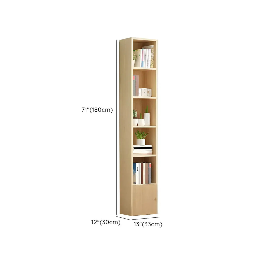Contemporary Wood 5-Tier Natural Vertical Bookcase