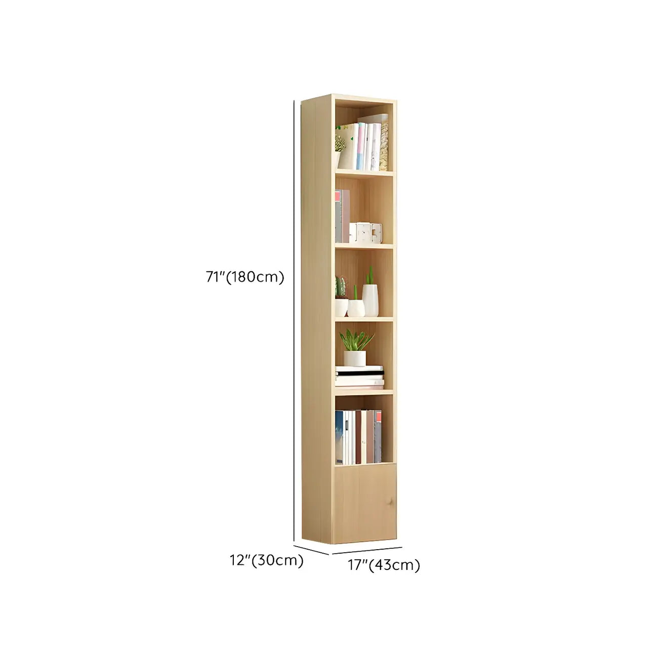 Contemporary Wood 5-Tier Natural Vertical Bookcase