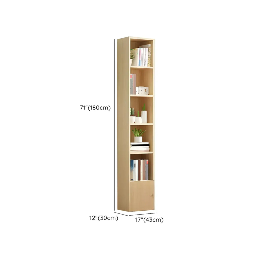Contemporary Wood 5-Tier Natural Vertical Bookcase