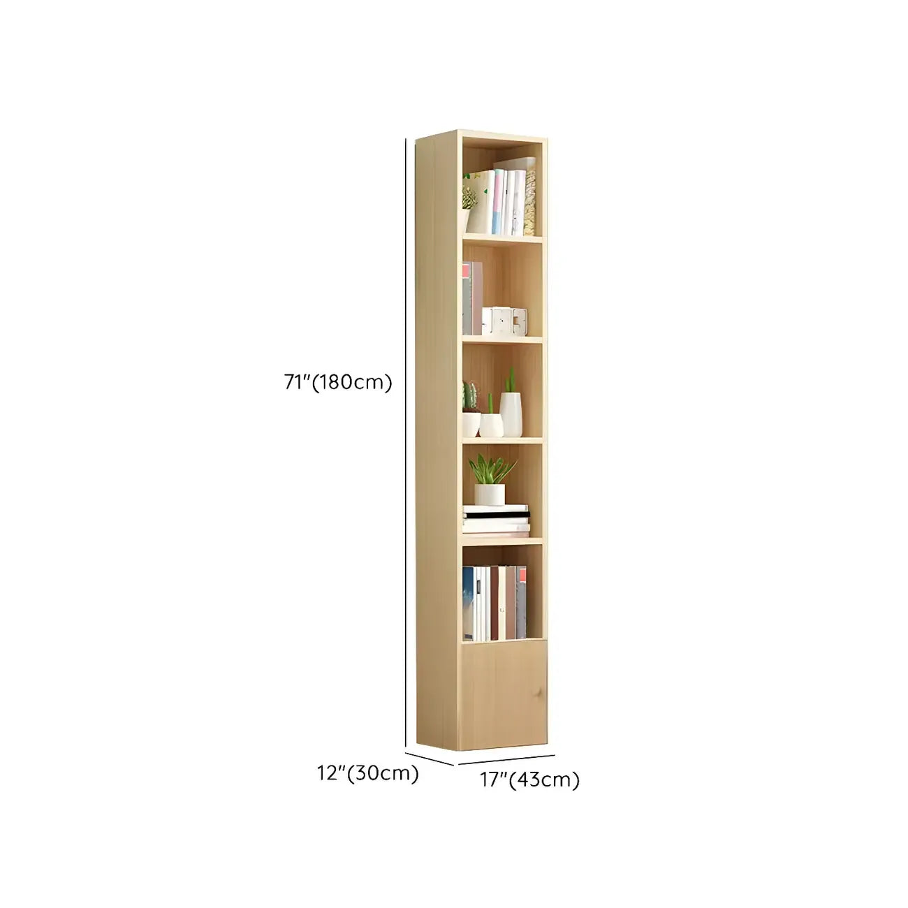 Contemporary Wood 5-Tier Natural Vertical Bookcase