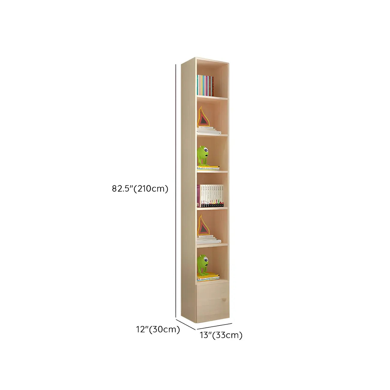 Contemporary Wood 5-Tier Natural Vertical Bookcase