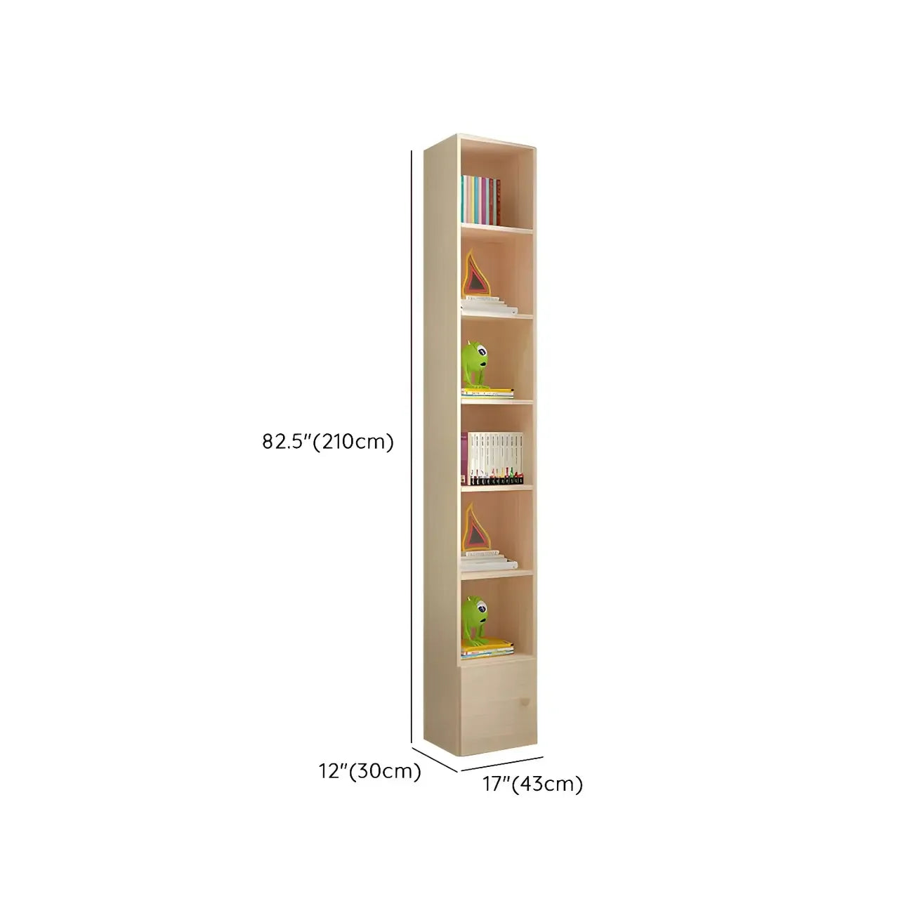 Contemporary Wood 5-Tier Natural Vertical Bookcase