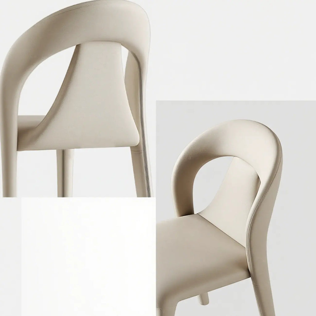 Modern Faux Leather Curved Back Armless Dining Chair Set of 2