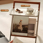 Unique Z-Shaped Solid Wood Glass Display Small Side Table