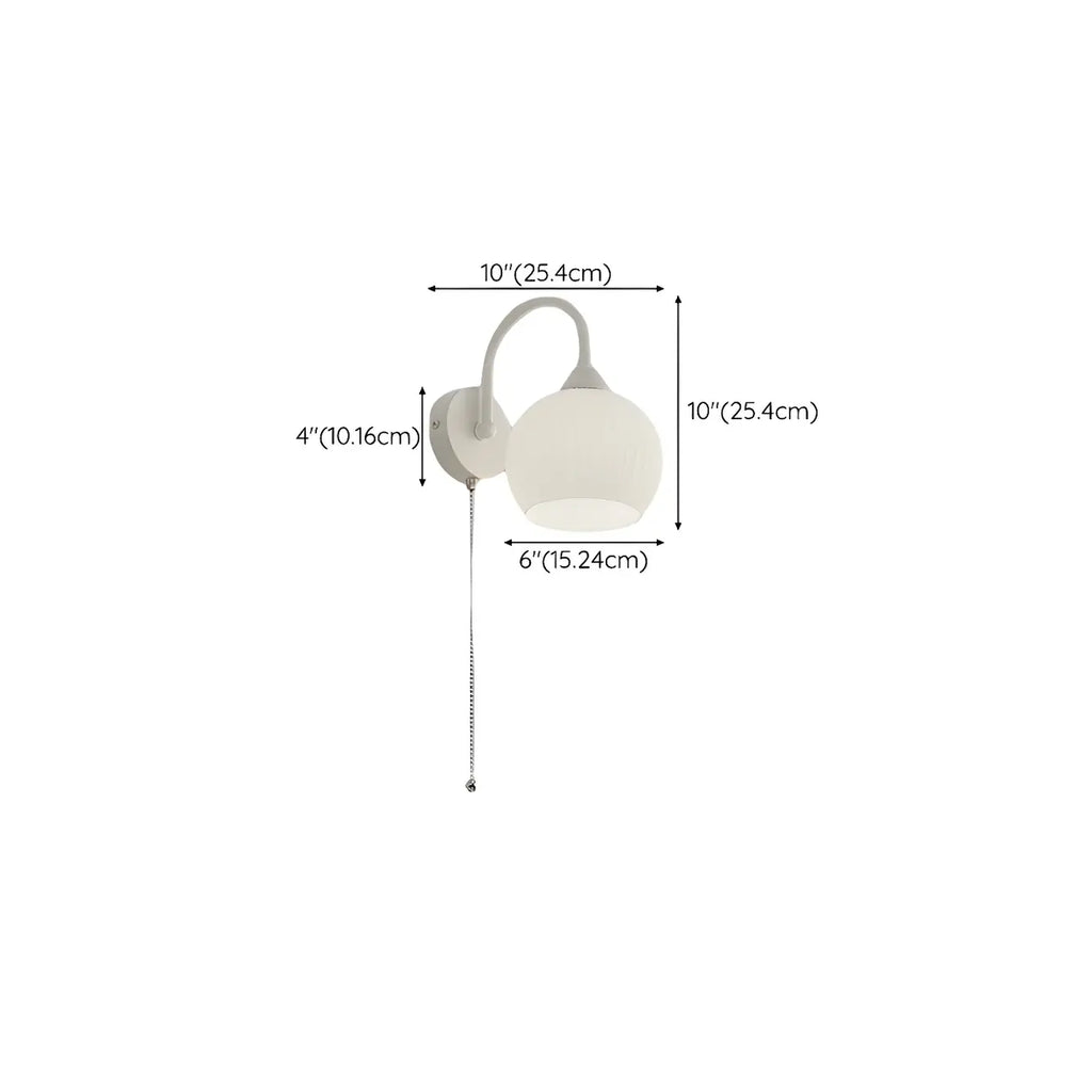Dome-Shape White Wall Sconce with White Glass Shade
