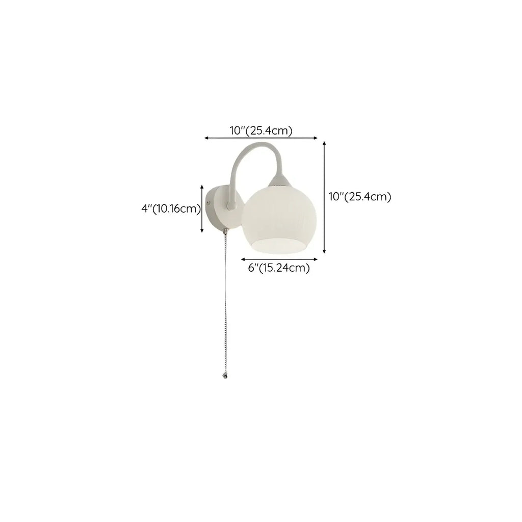 Dome-Shape White Wall Sconce with White Glass Shade