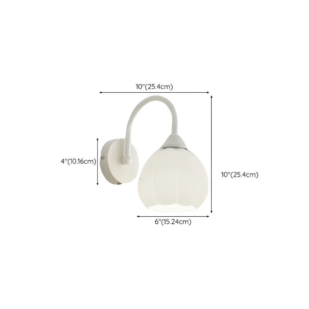 Dome-Shape White Wall Sconce with White Glass Shade