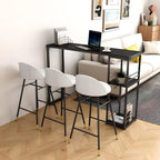 Modern Stone Top Metal 2-Shelf Bar Table for Kitchen Pub