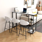 Modern Stone Top Metal 2-Shelf Bar Table for Kitchen Pub