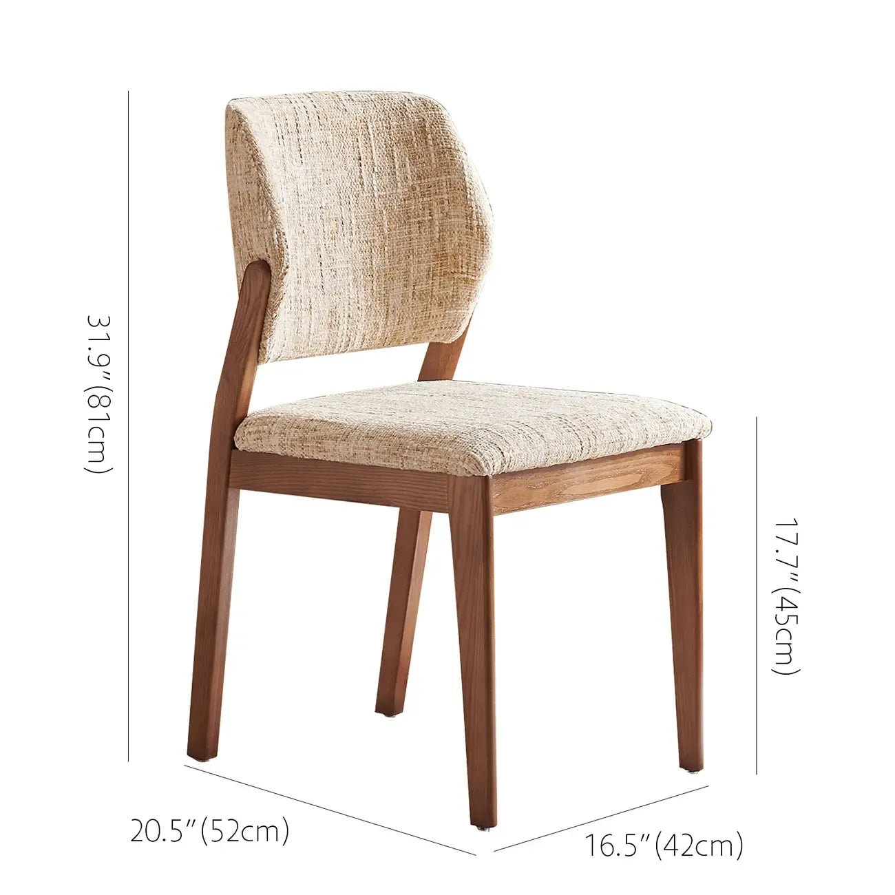 Mid Century Modern Wood Chenille Dining Chair Upholstery