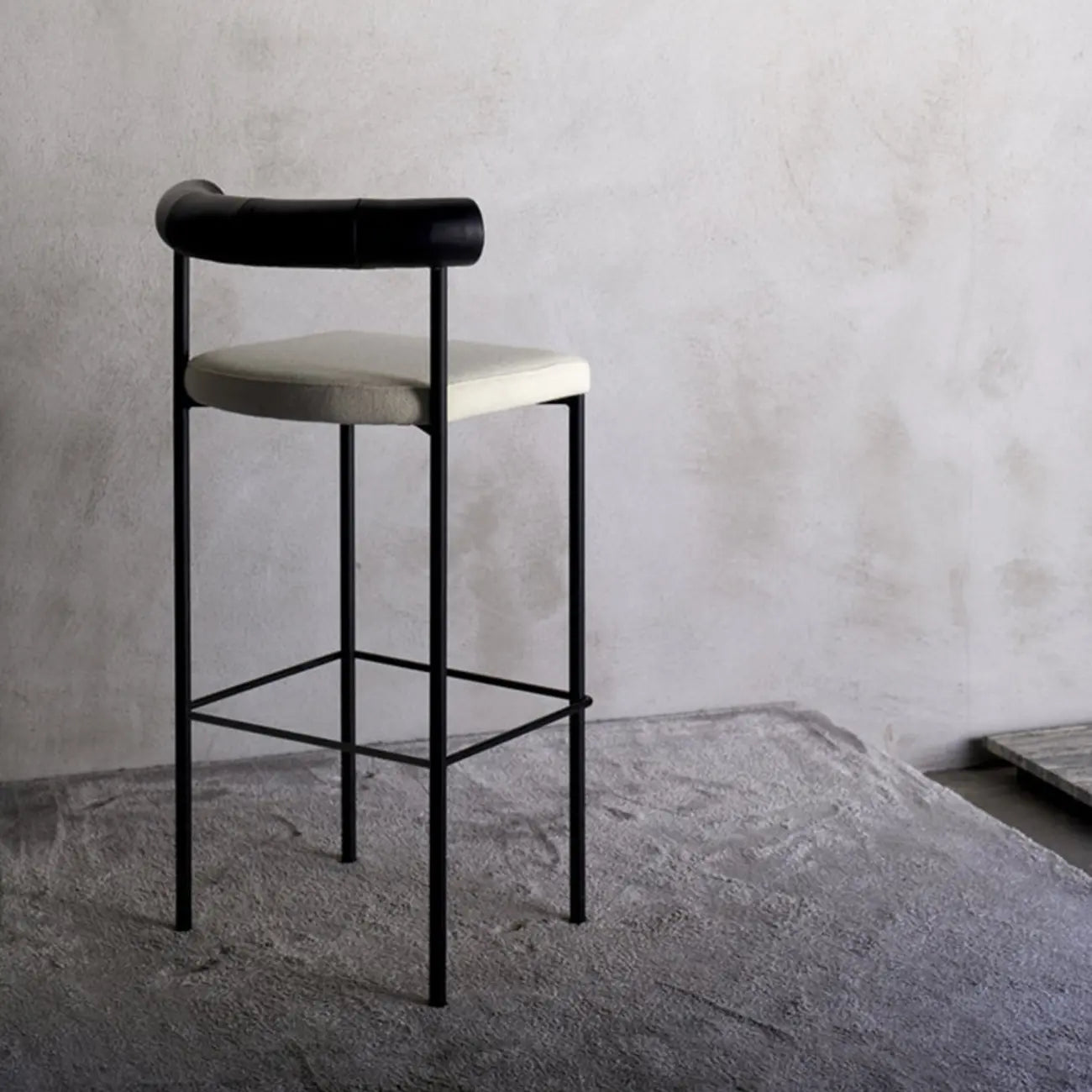 Modern Velour Upholstered Low Back Metal Frame Bar Stools