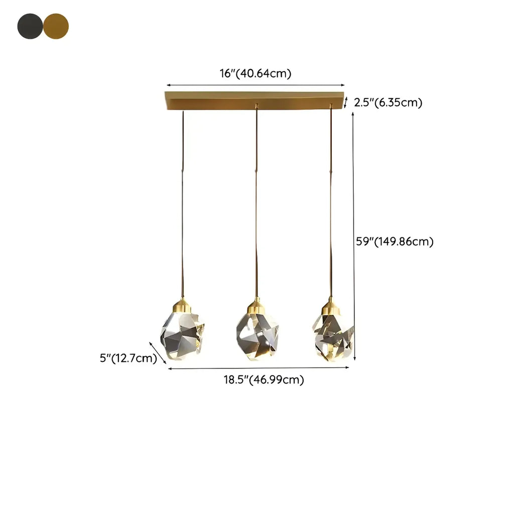 3-Light Modern Crystal Island Pendant Light for Kitchen