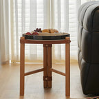 Scandinavian Round End Table with Ceramic Tray Top