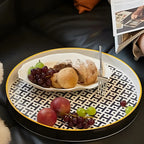 Scandinavian Round End Table with Ceramic Tray Top