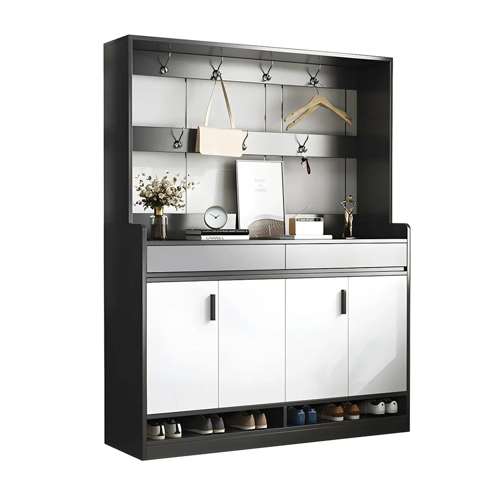 Modern Grey Shoe Storage Cabinet Rectangular Adjustable Shelves