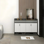 Modern Grey Shoe Storage Cabinet Rectangular Adjustable Shelves
