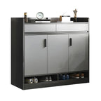 Modern Grey Shoe Storage Cabinet Rectangular Adjustable Shelves