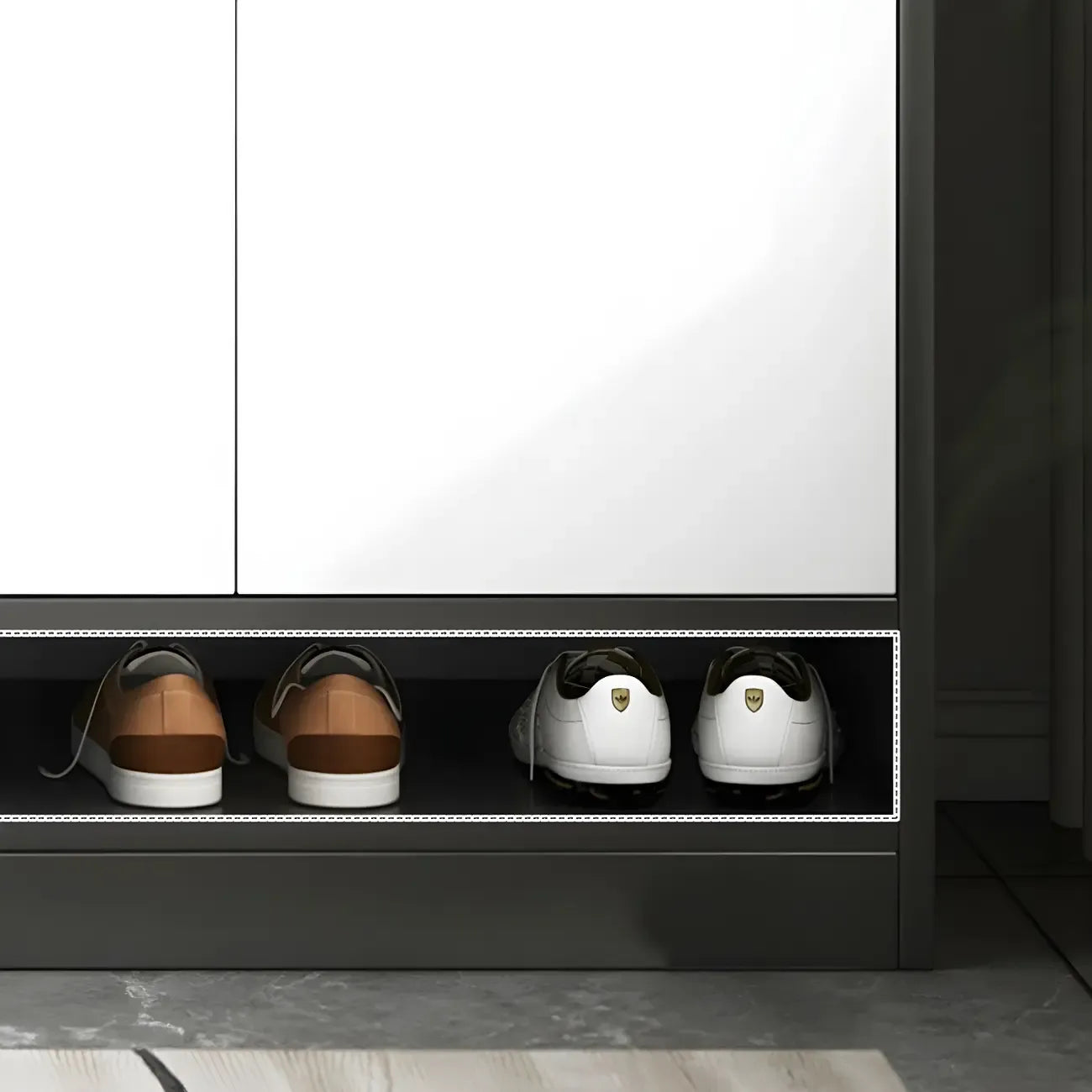 Modern Grey Shoe Storage Cabinet Rectangular Adjustable Shelves