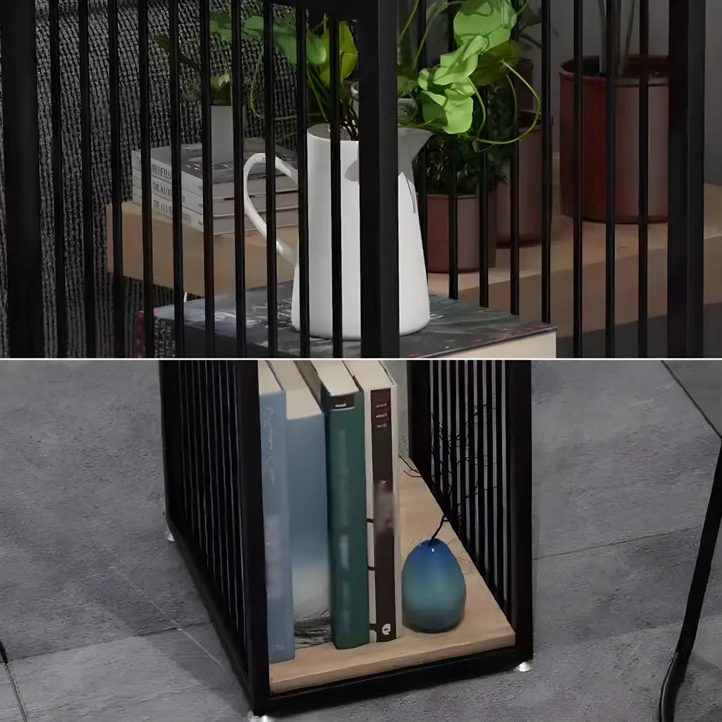 Modern Natural Wooden Metal Storage Bar Tables