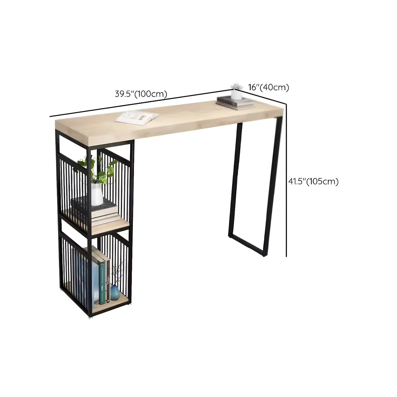 Modern Natural Wooden Metal Storage Bar Tables