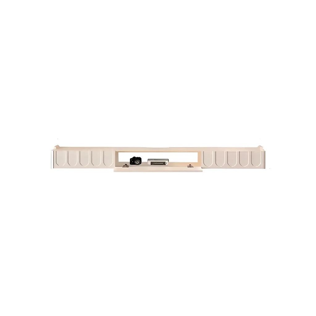 65 Long White Floating Wood U-Pattern TV Stand with Cabinet