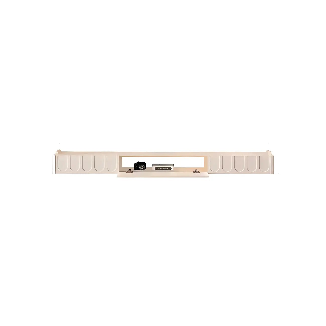 65 Long White Floating Wood U-Pattern TV Stand with Cabinet