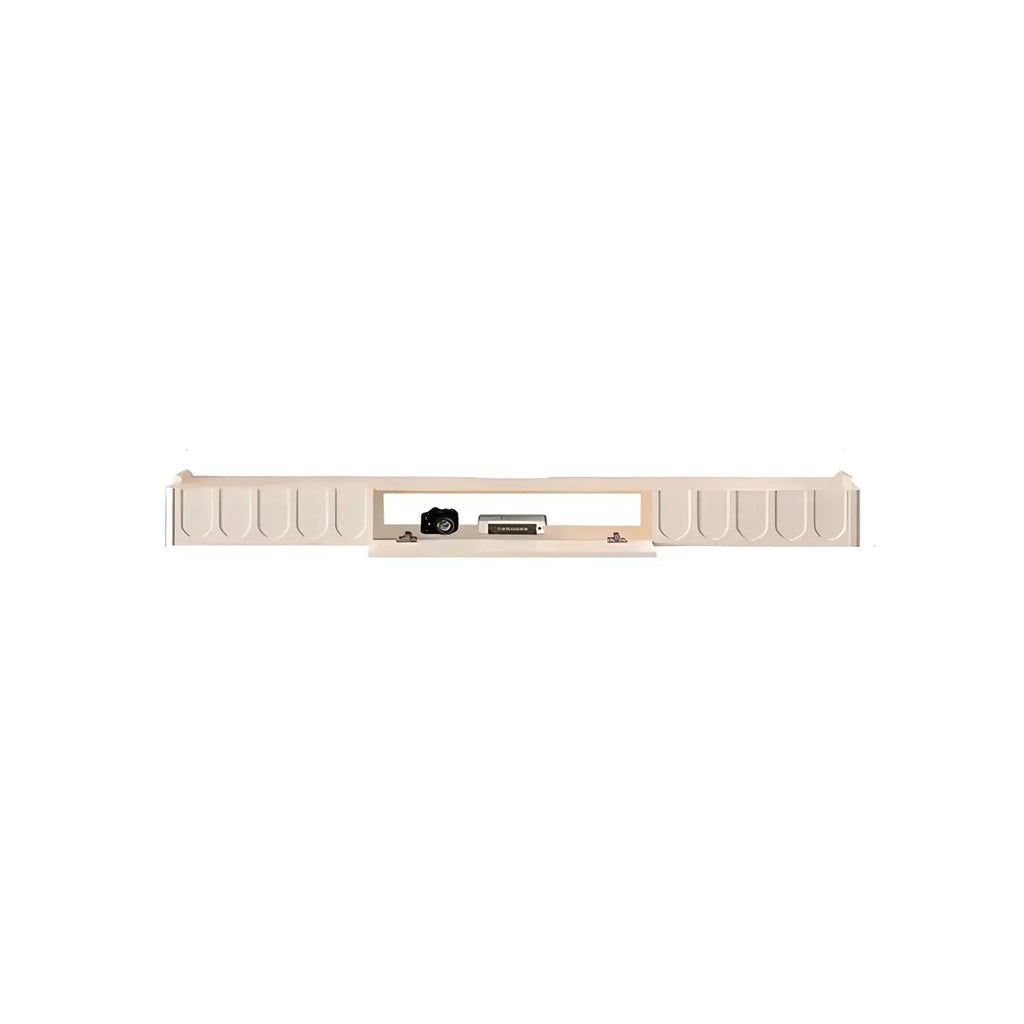 65 Long White Floating Wood U-Pattern TV Stand with Cabinet