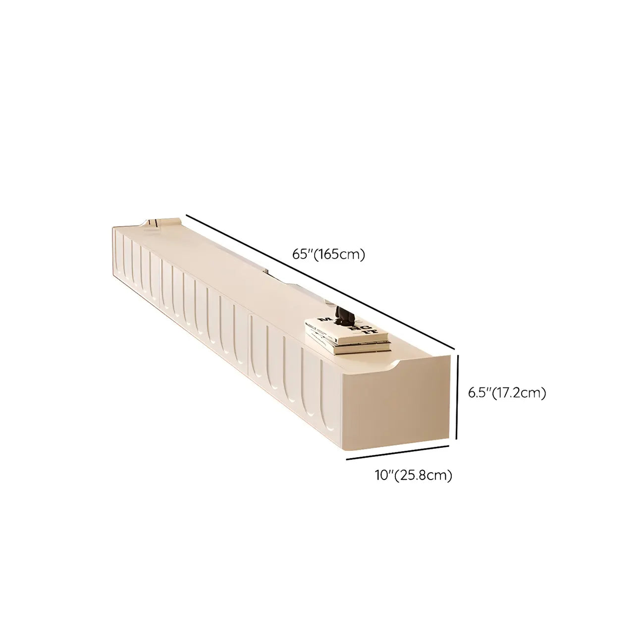 65 Long White Floating Wood U-Pattern TV Stand with Cabinet