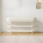 Elegant Oval Metal Cushioned Shoe Rack Bench
