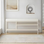 Elegant Oval Metal Cushioned Shoe Rack Bench