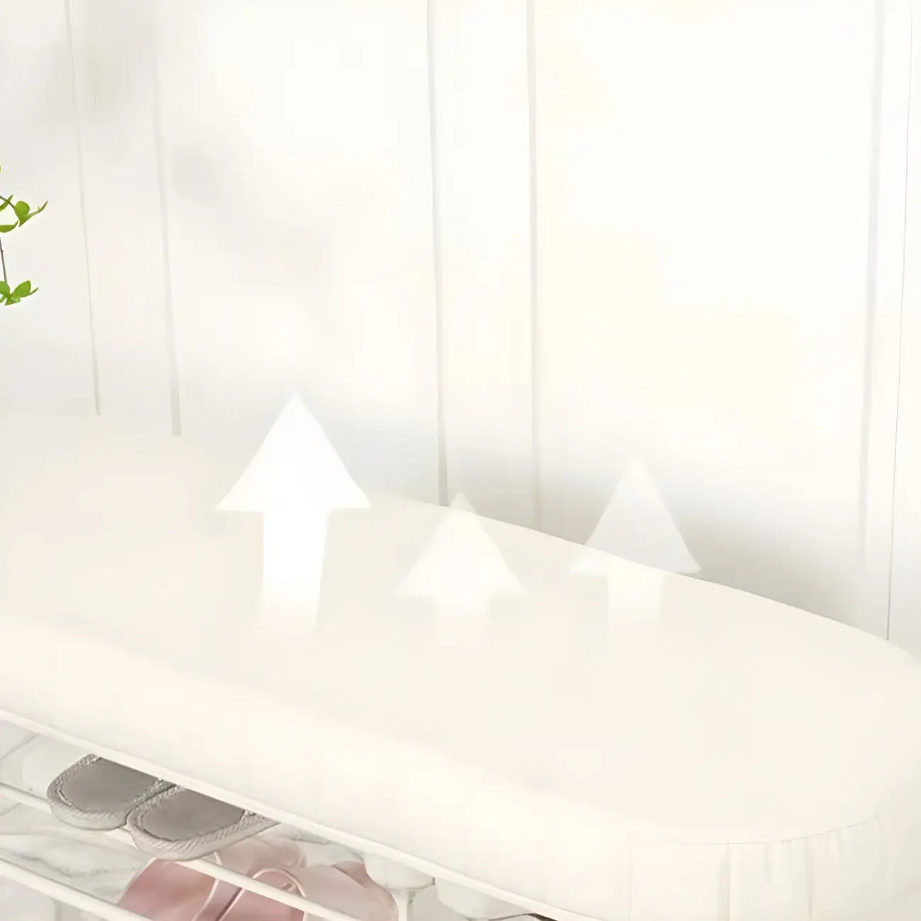 Elegant Oval Metal Cushioned Shoe Rack Bench
