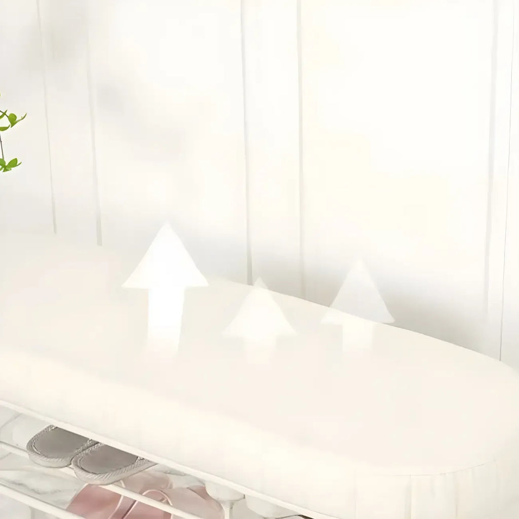 Elegant Oval Metal Cushioned Shoe Rack Bench