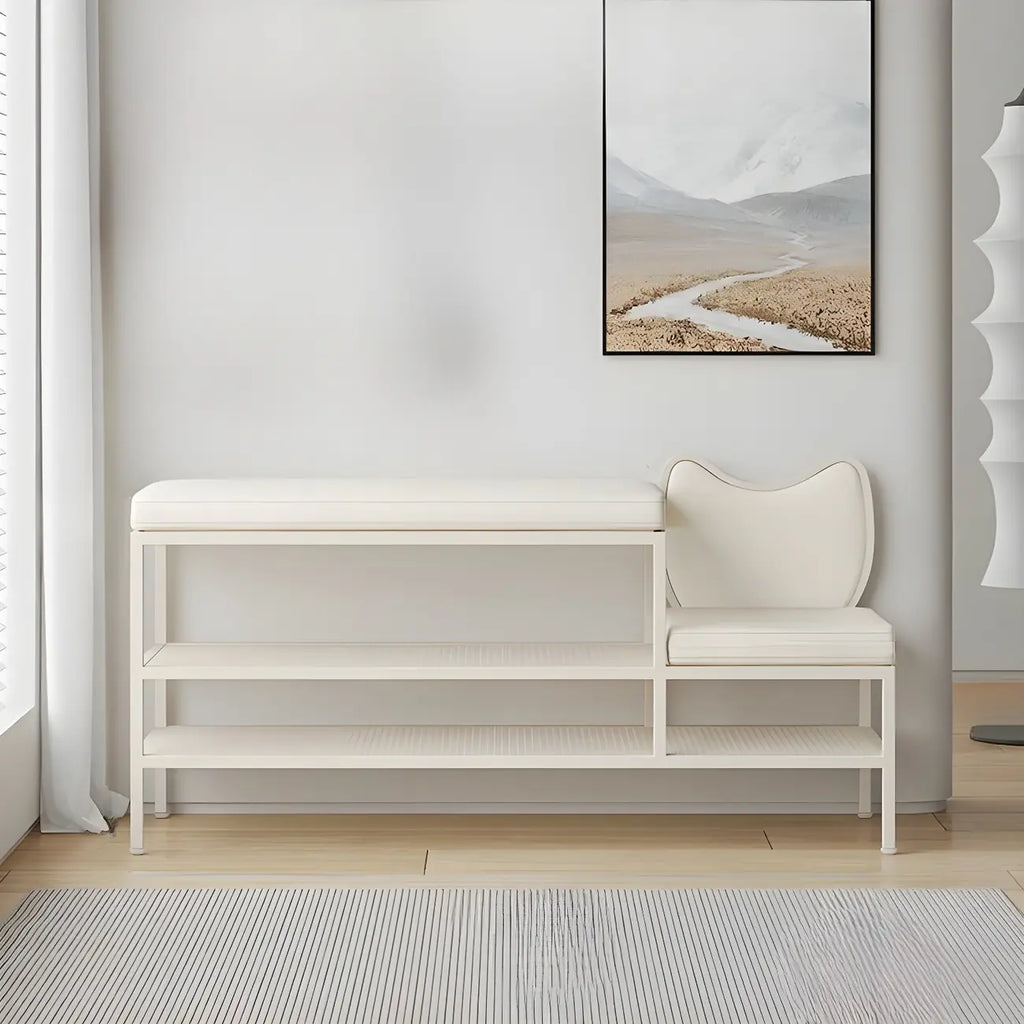 Elegant Oval Metal Cushioned Shoe Rack Bench