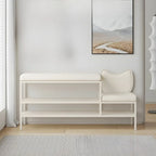Elegant Oval Metal Cushioned Shoe Rack Bench