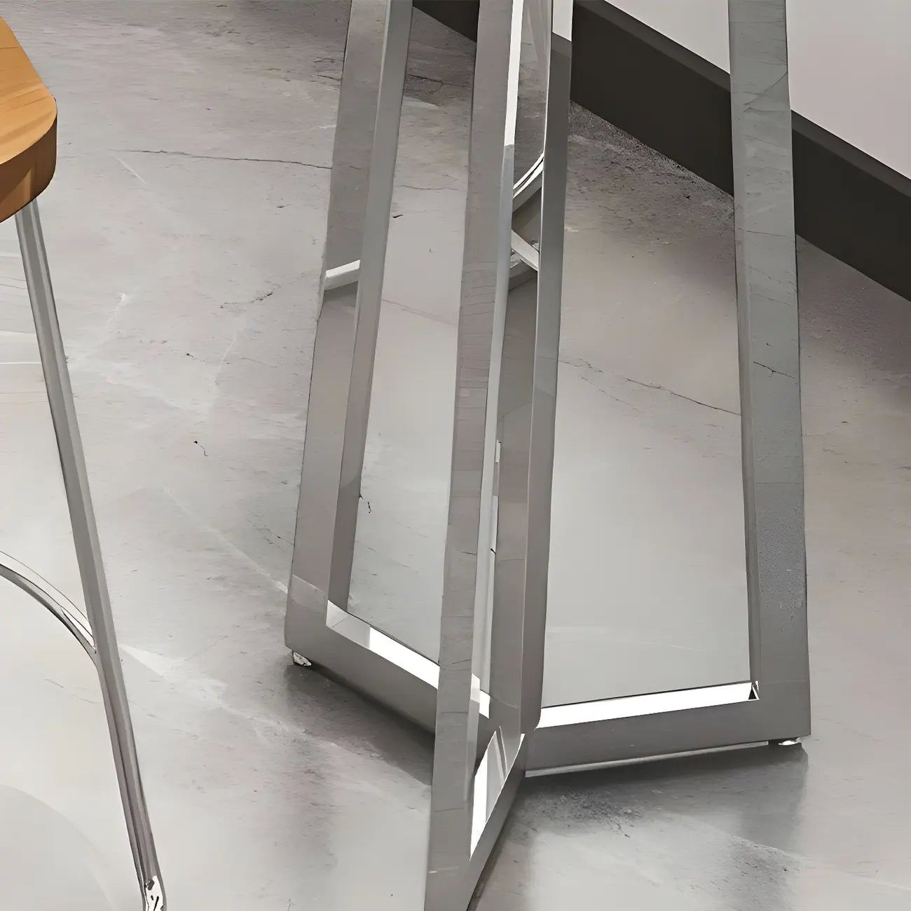 Stylish Sliver Base Wooden Bar Height Table for Pub